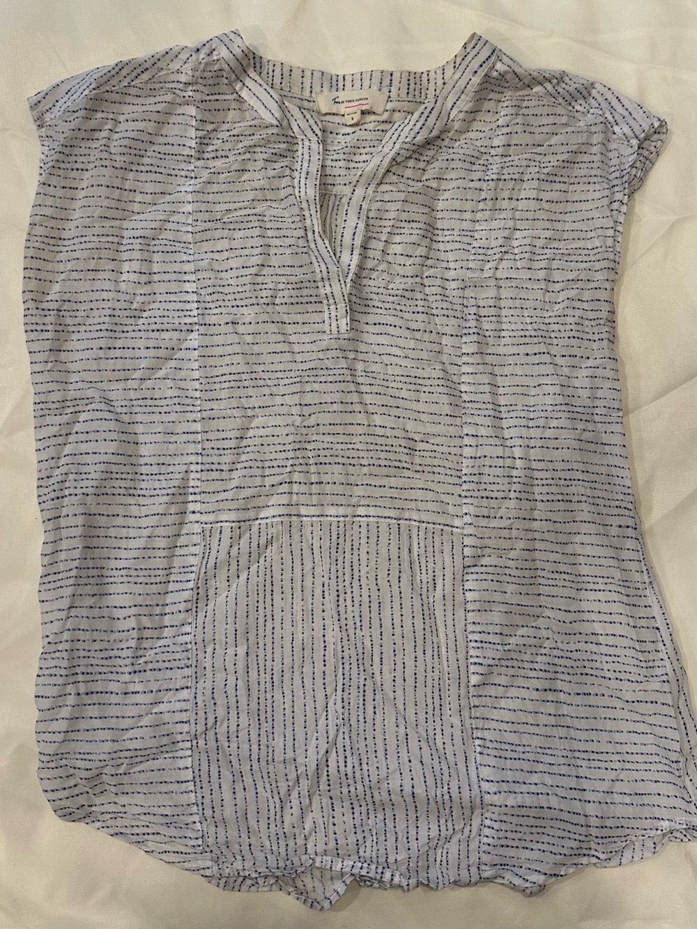 Vince Camuto Light Blue & Navy Striped Women’s Top